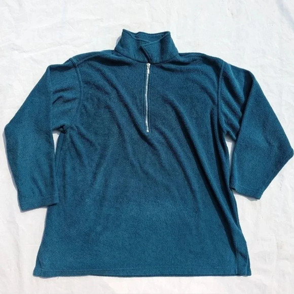 Vintage Great Lakes Country Teal  1/4 Zip Up Sweater - Size Medium Woman - Picture 1 of 5